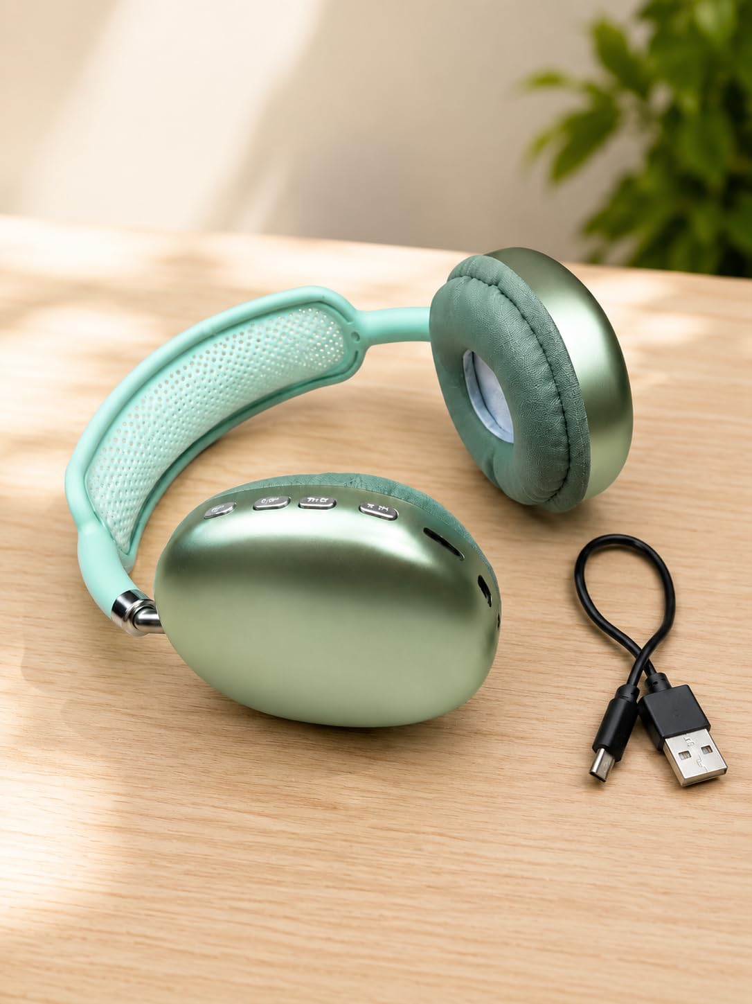 Wireless Bluetooth Over-Ear Headphones with USB Charging Cable