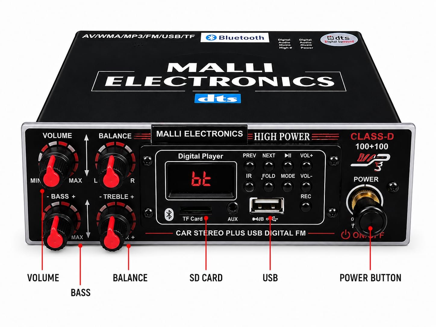 Digital Stereo Amplifier 2000 with USB, SD Card, FM & AUX - Image 2