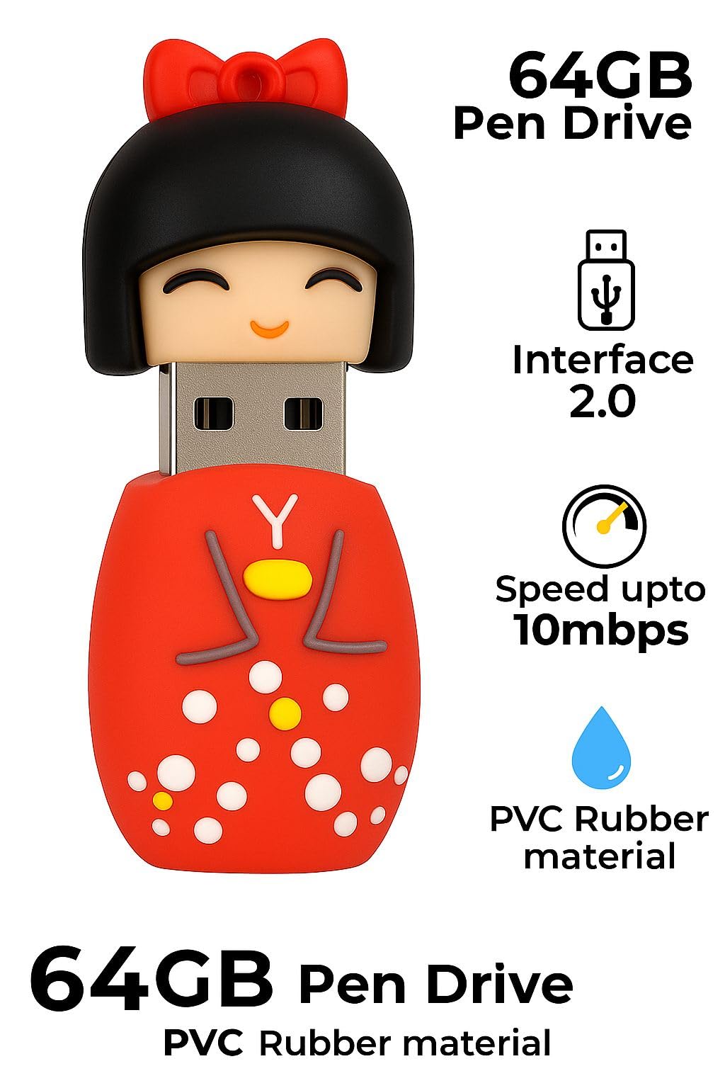 SippyTales~Cartoon Character USB Flash Drive – PVC Material, Cute Figurine Pen Drive, High Speed Data Storage, Portable Memory Stick for Laptop, PC & Car Audio, 1pc (16, GB) - Image 3