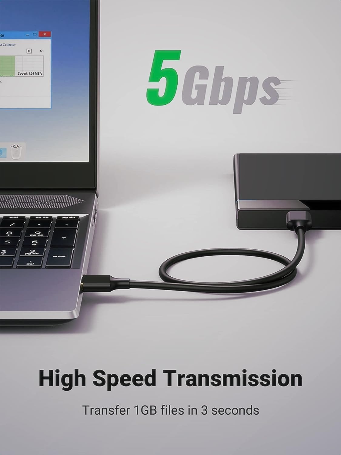High Speed Data Sync USB 3.0 Type A Male to Micro B Cord for Wd/Seagate/Toshiba/Samsung/Hitachi, Etc External Hard Disk/Drives Cables (Black) (1.5Ft) - Image 5