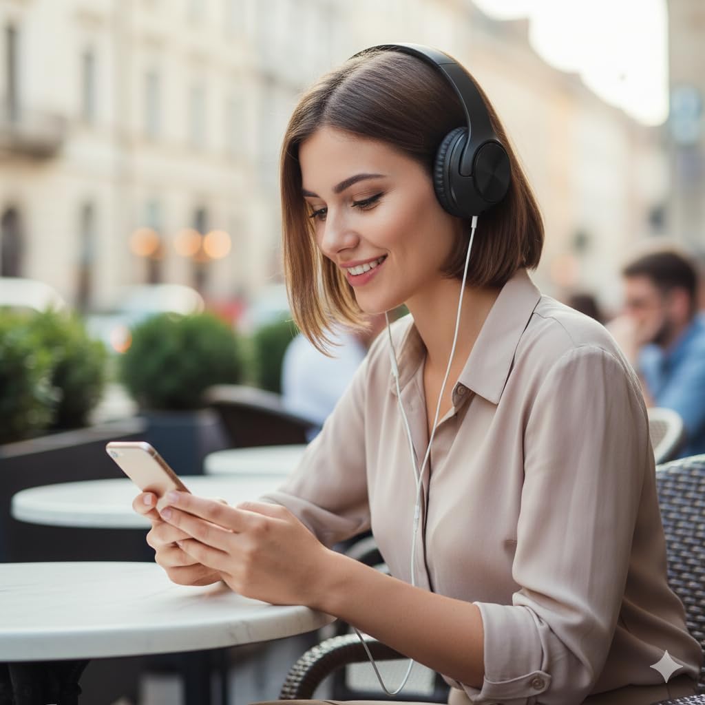 NakshSales Wireless Bluetooth Headphones with Deep Bass Stereo Sound, Foldable Over-Ear Design, Soft Cushioned Earpads & Built-in Mic for Music, Online Classes & Travel, Calls - Image 4