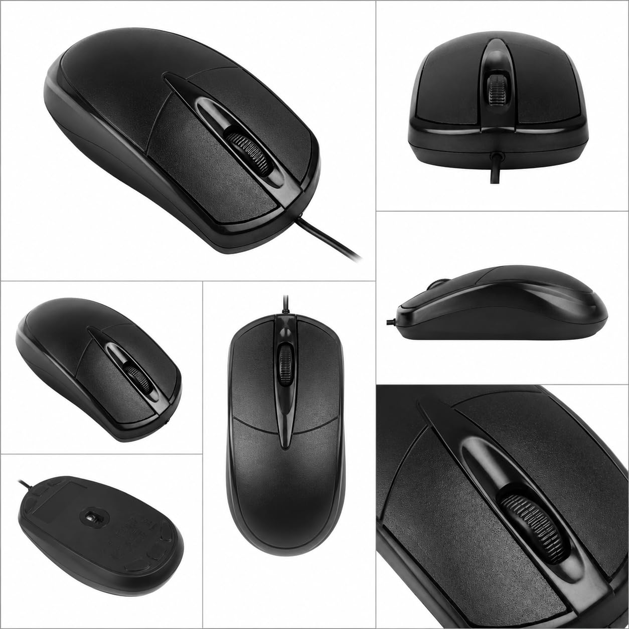 Wired USB Computer Mouse, Black, Optical, Scroll Wheel, 3 Button, Desktop Laptop PC - Image 3