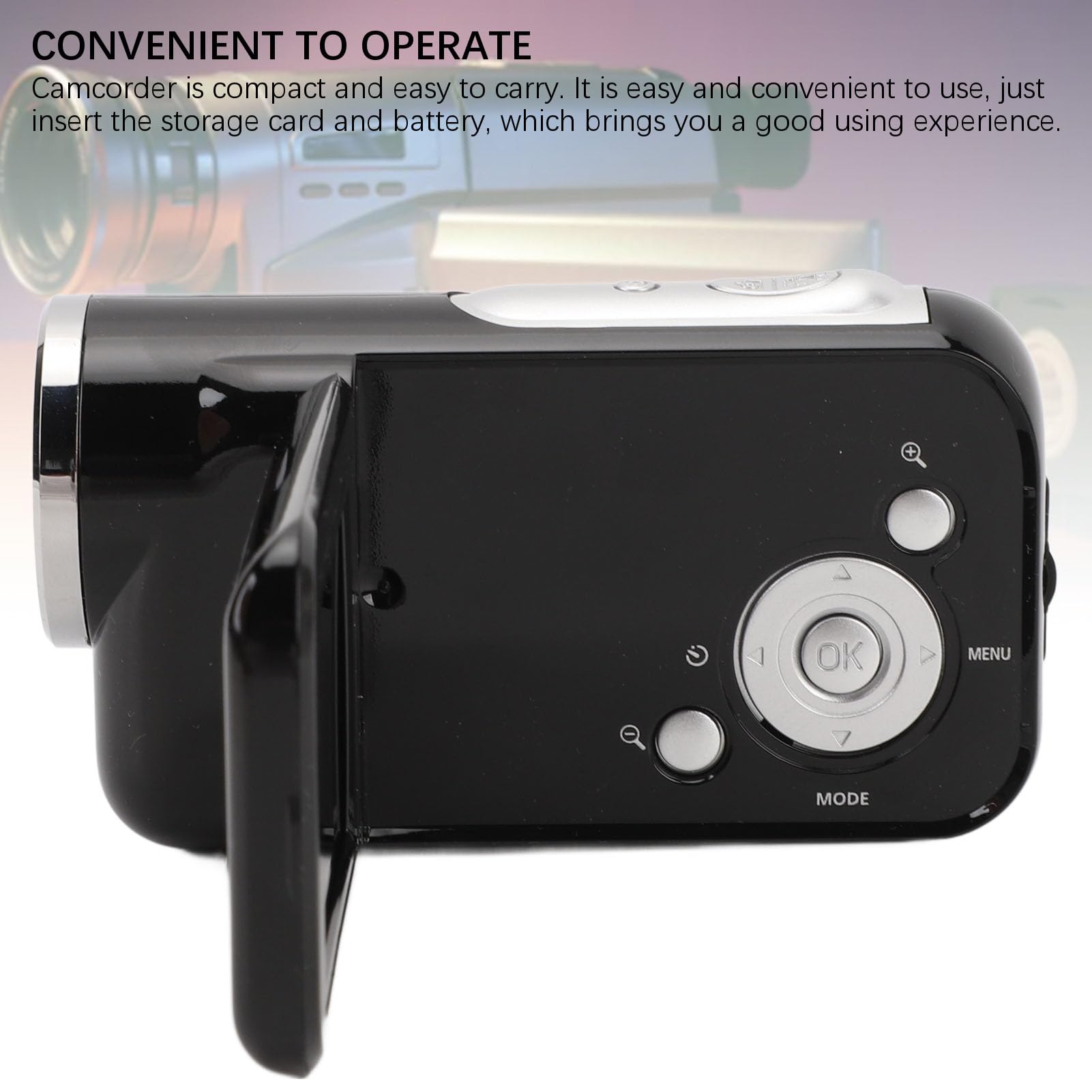 Portable 1080P Digital Video Camera, 16MP Camcorder with 16X Digital Zoom, 2.0 inch Rotatable Screen, Anti Shake, Vlogging Camera for Beginners - Image 3