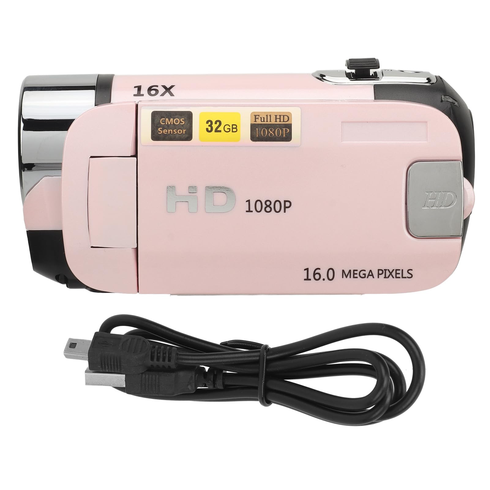 D90 Digital Video Camera Camcorder, Portable 1080P HD Handheld Recorder Camera, 16MP 16X Zoom with Fill Light 2.4 Inch Rotatable LCD Screen for Travel Vlogging Baby Growth (Pink) - Image 8