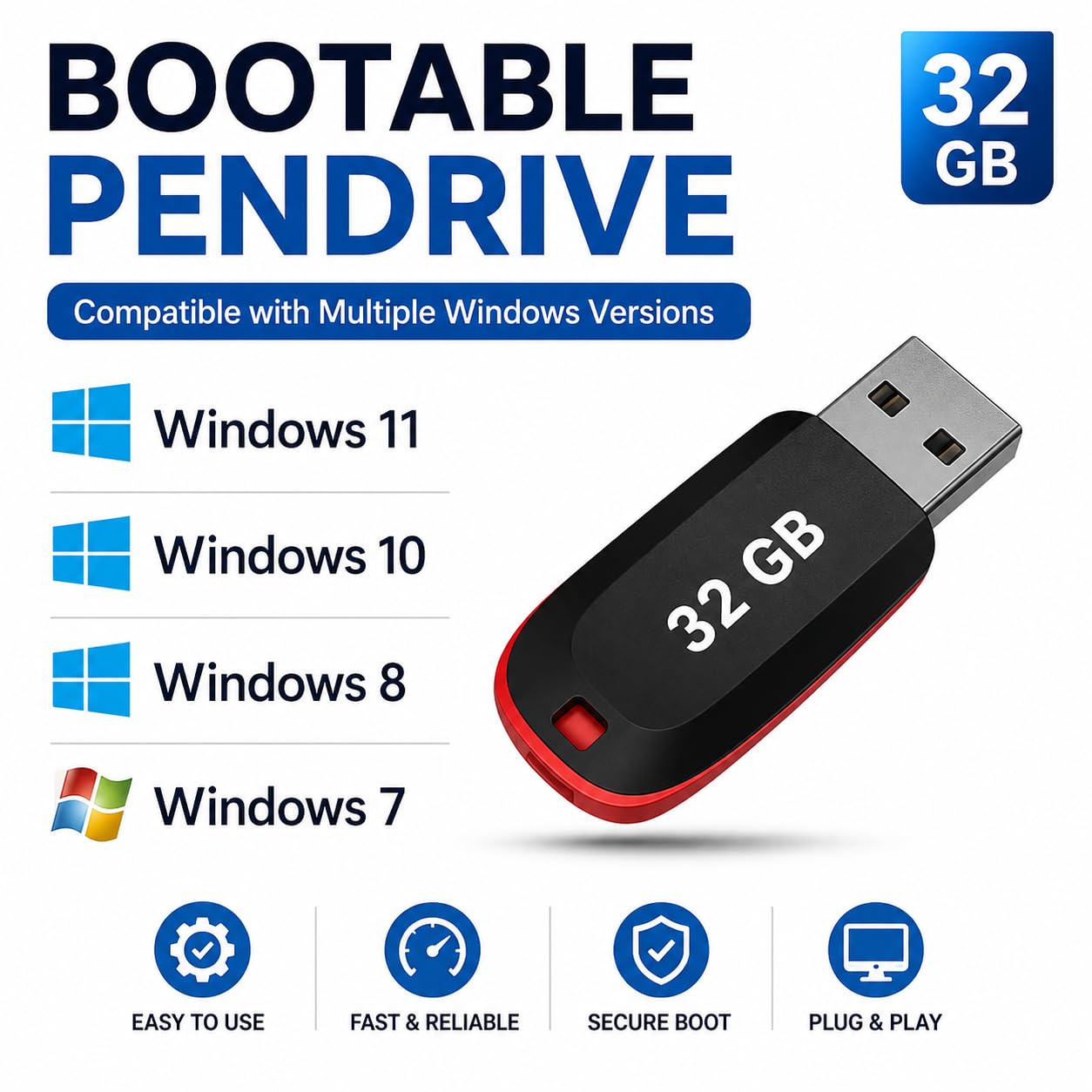 Bootable USB Pendrive for OS Installation | Windows 7, 8.1, 10 & 11 Compatible | System Repair & Recovery Flash Drive for Laptop & Desktop - Image 2