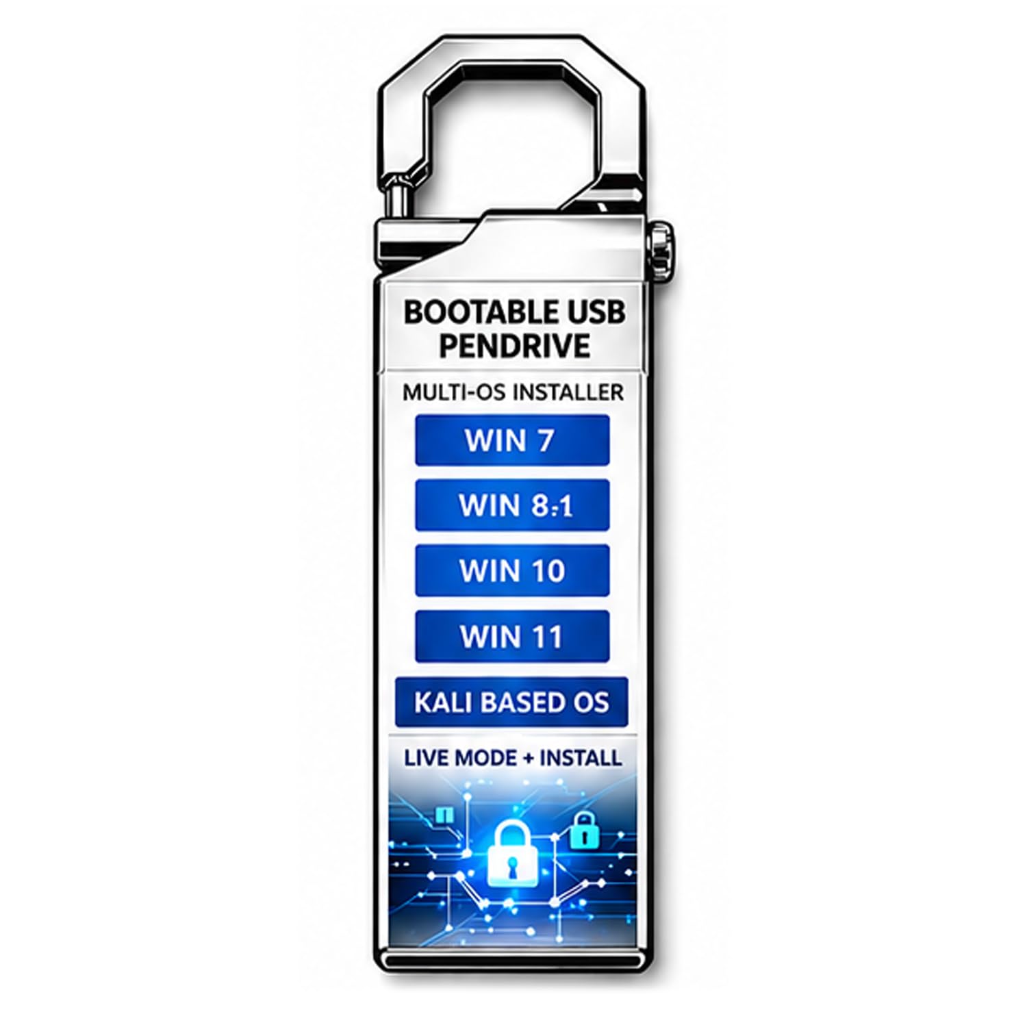 Bootable USB Pendrive for OS Installation | Windows 7, 8.1, 10 & 11 Compatible | System Repair & Recovery Flash Drive for Laptop & Desktop | with Live Kali Linux