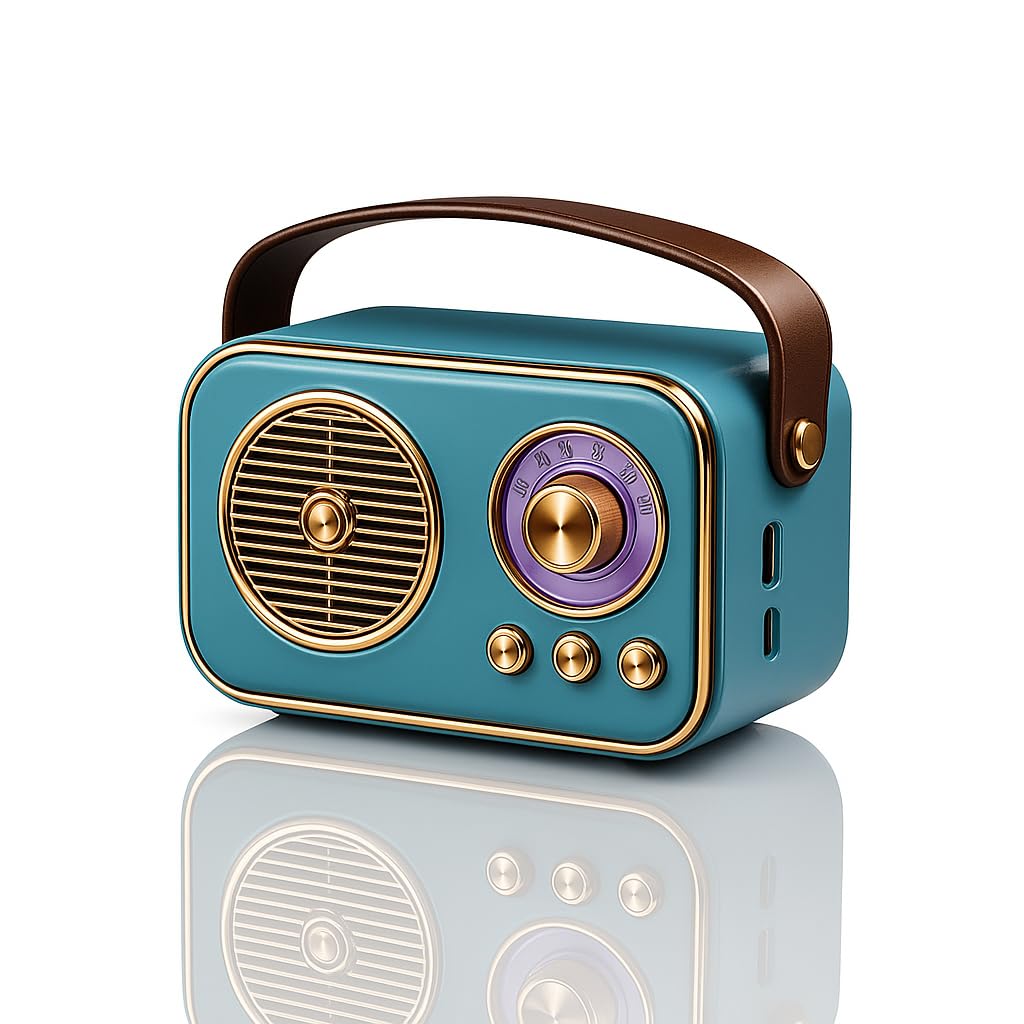 Vintage Bluetooth Wireless Speaker | 10W RMS Loud Sound | Retro Design with Type-C Charging, 8H Battery Backup, USB & AUX Input, Portable Home & Outdoor Speaker 636 Blue