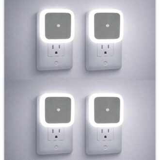 Decora Homes Smart Automatic Light On Off Sensor Night Lamp, Plug-in LED Bed Side Light, Dimmable Warm White Night Light for Bedroom, Kitchen, Bathroom, Stairs - Pack of 4