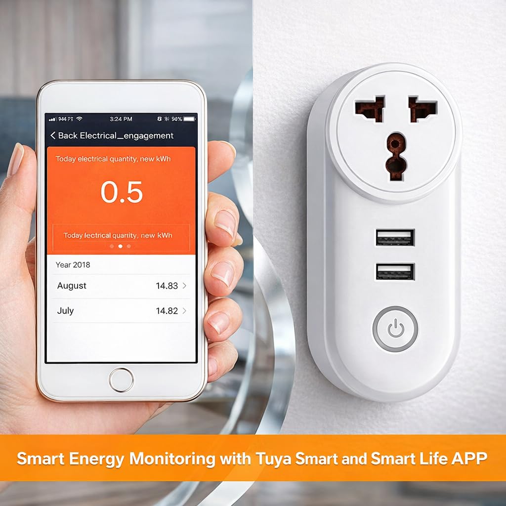 Lezu Wi-Fi Smart Universal Plug with 2 USB ports, Compatible wiht Apple HomePod, Google Home & Nest Devices & Amazon Alexa Devices. - Image 4