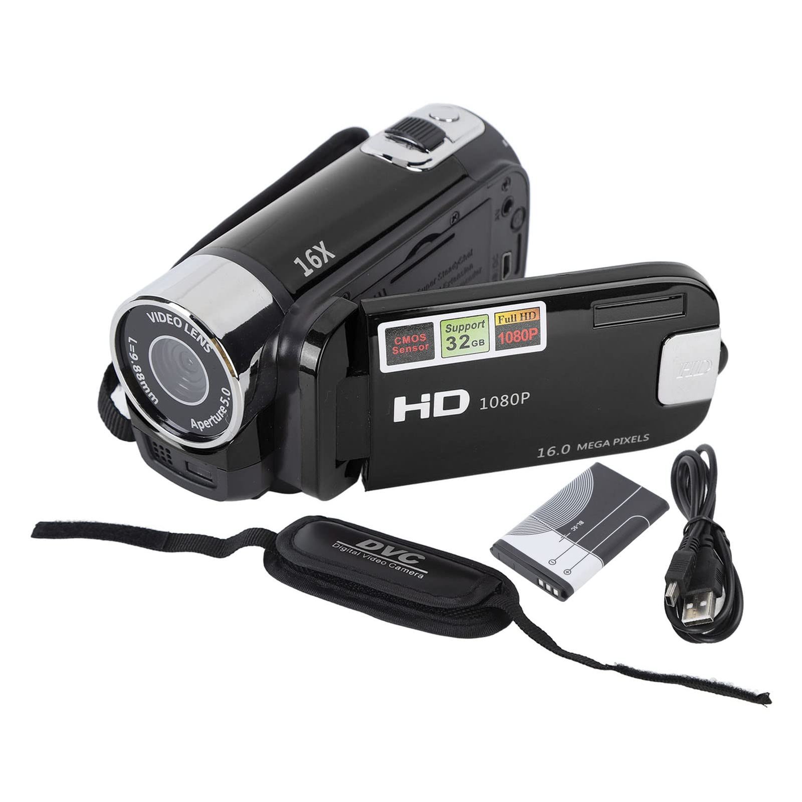 Video Camera Camcorder Digital Camera Recorder Full HD 4K 30FPS 48MP 2.7Inch 16X Digital Zoom Vlogging Camera Recorder, with USB Cable (Black) - Image 4
