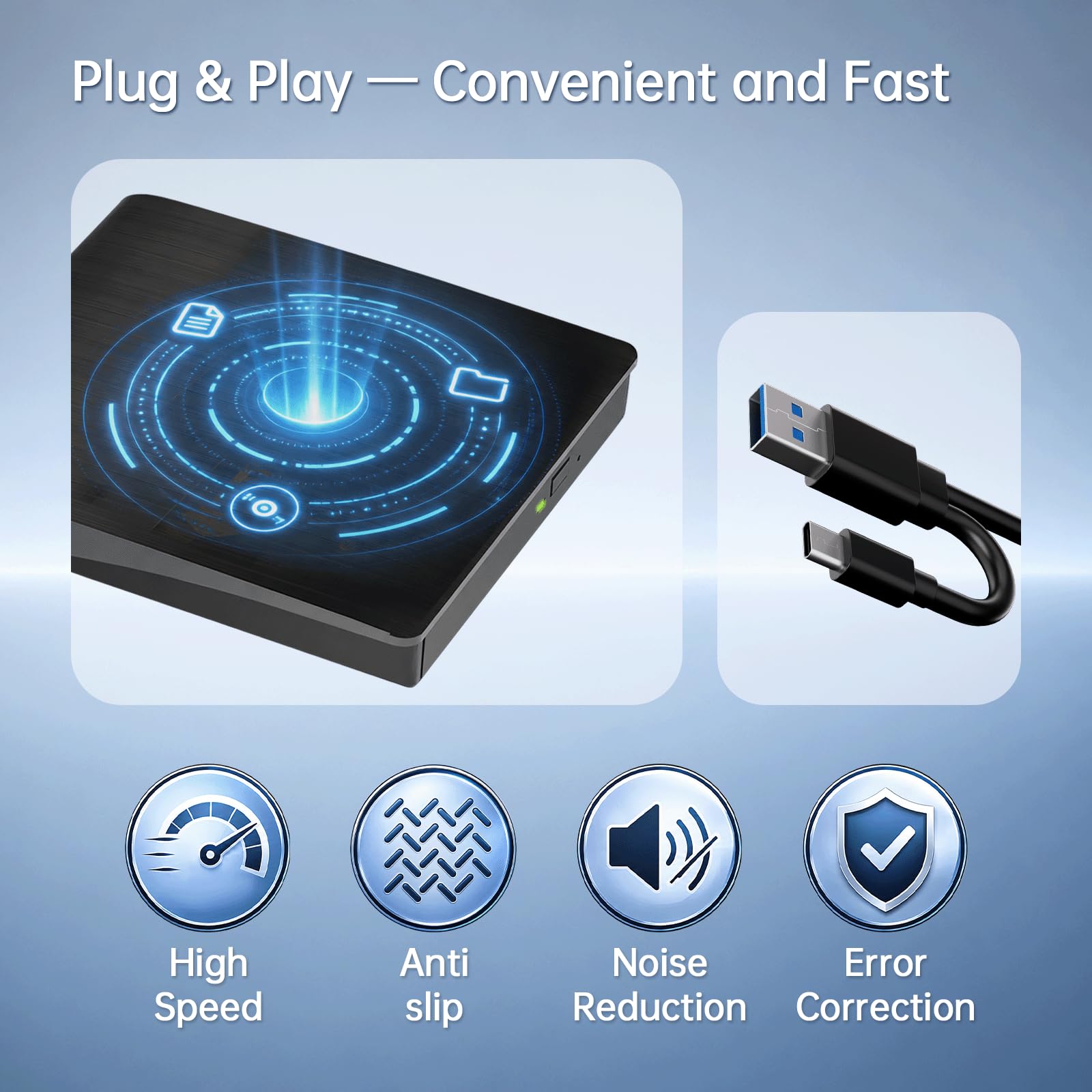 External Blu Ray Drive Support Read/Burn, 3D Blu Ray Burner for PC - Image 4