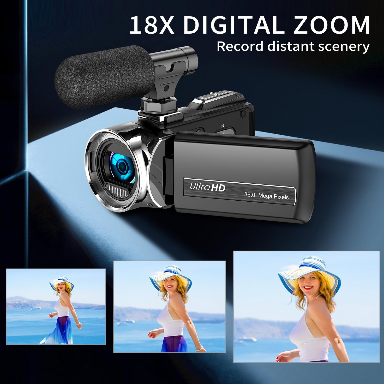 4K/2.7K Camcorder Video Camera Recorder with 18x Digital Zoom, 3.0 Inch Flip Screen, Anti-Shake, Face Detect, YouTube Vlogging Camera - Image 5