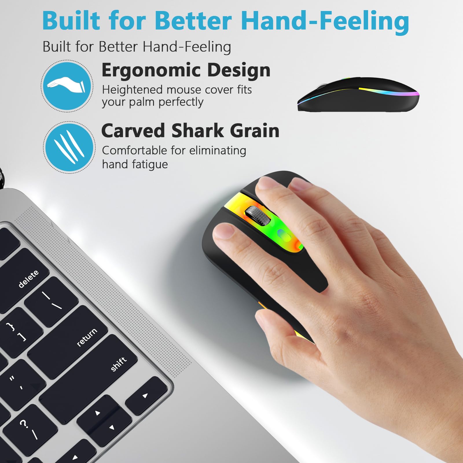 Wireless Computer Mouse for Laptop, MacBook, 2.4G USB Portable,Black - Image 2