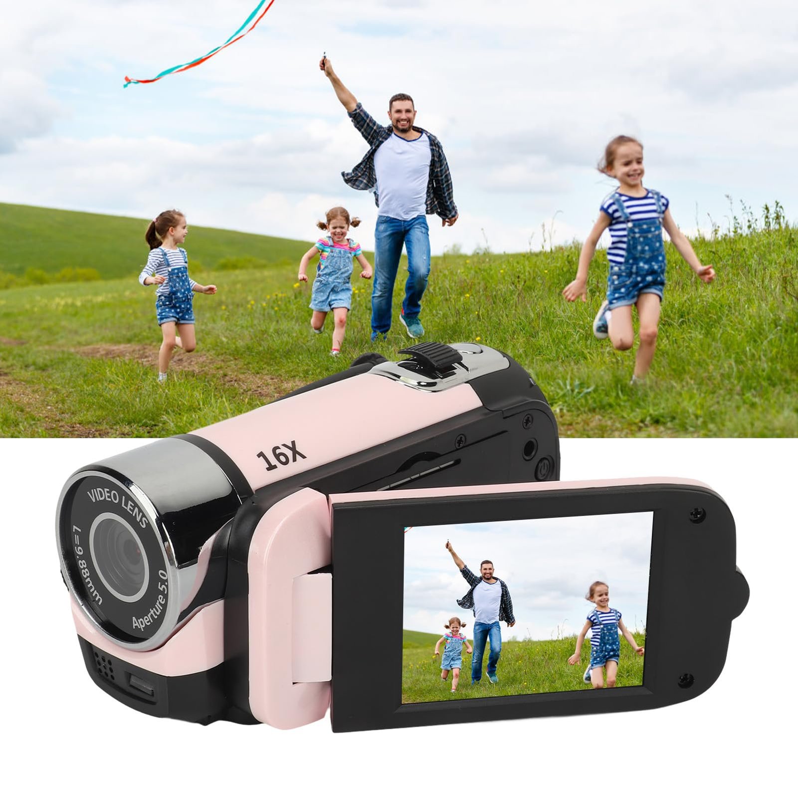 1080P Video Camera, 16MP Camcorder, 16X Digital Zoom, Vlogging Camera with Fill Light, 1/4 Inch Thread Hole, 2.4 Inch Rotatable Screen, USB Recorder (-2214230150514) - Image 5
