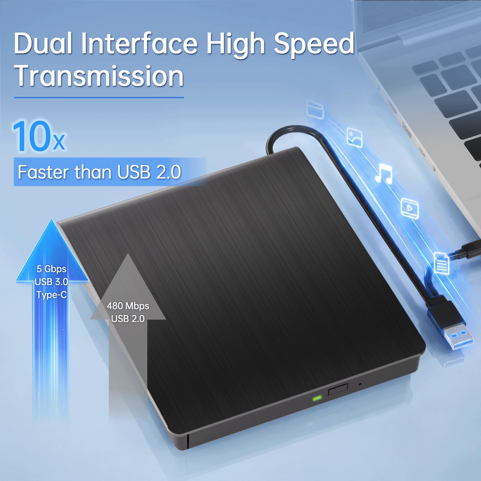 External Blu Ray Drive Support Read/Burn, 3D Blu Ray Burner for PC - Image 2