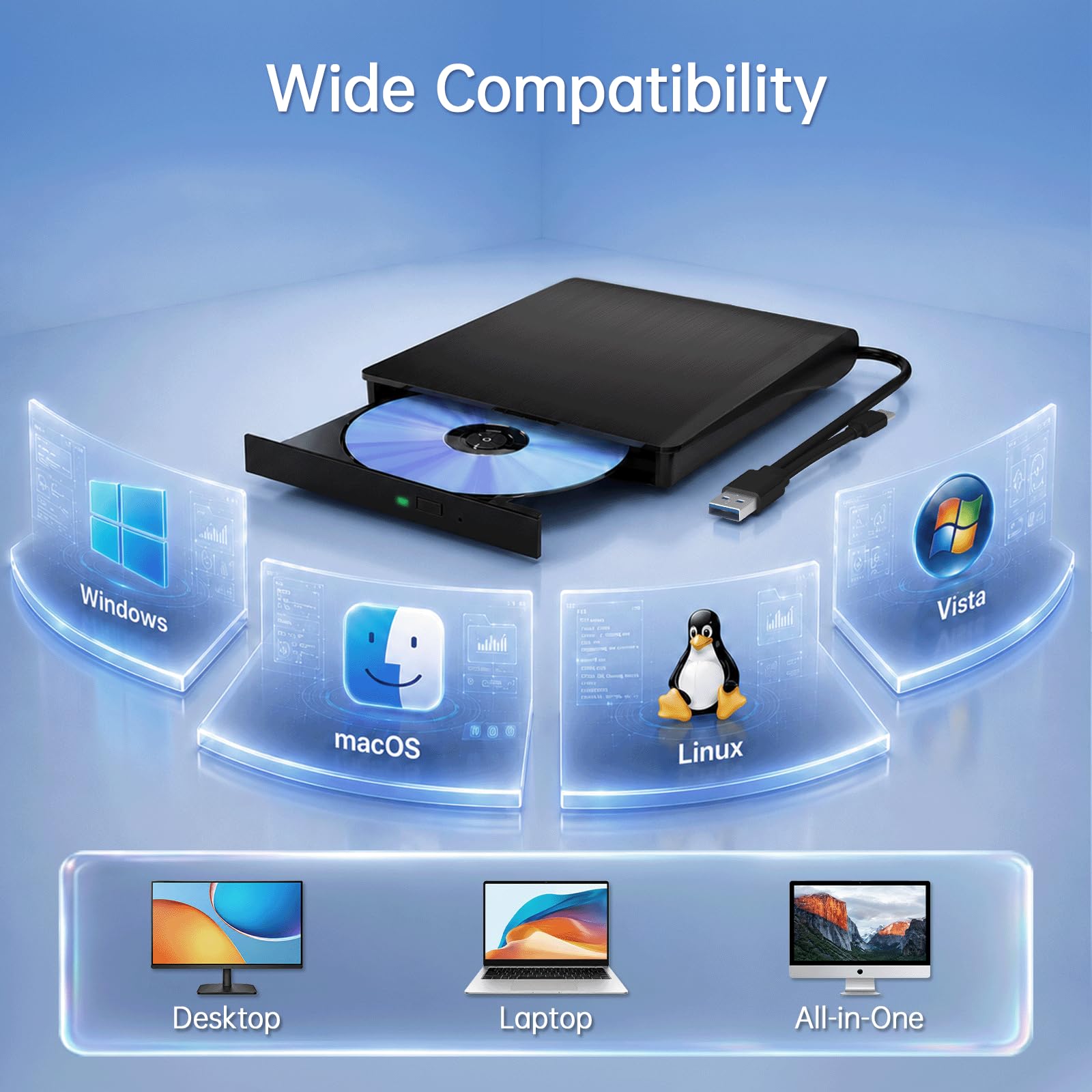 External Blu Ray Drive Support Read/Burn, 3D Blu Ray Burner for PC - Image 7