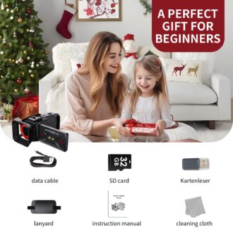 4k Camcorder Video Camera,UHD 64MP Vlogging Camera for YouTube with 3" 270° Flip Screen, 18X Zoom/WiFi/Webcam/32GB Card/Built-in 2500mAh Battery/Microphone(Black)