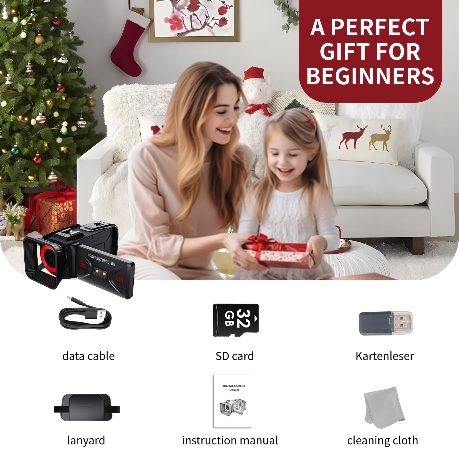 4k Camcorder Video Camera,UHD 64MP Vlogging Camera for YouTube with 3" 270° Flip Screen, 18X Zoom/WiFi/Webcam/32GB Card/Built-in 2500mAh Battery/Microphone(Black)