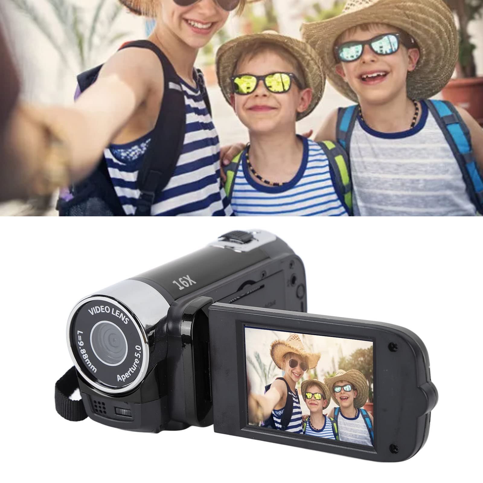 Video Camera Camcorder Digital Camera Recorder Full HD 4K 30FPS 48MP 2.7Inch 16X Digital Zoom Vlogging Camera Recorder, with USB Cable (Black) - Image 5
