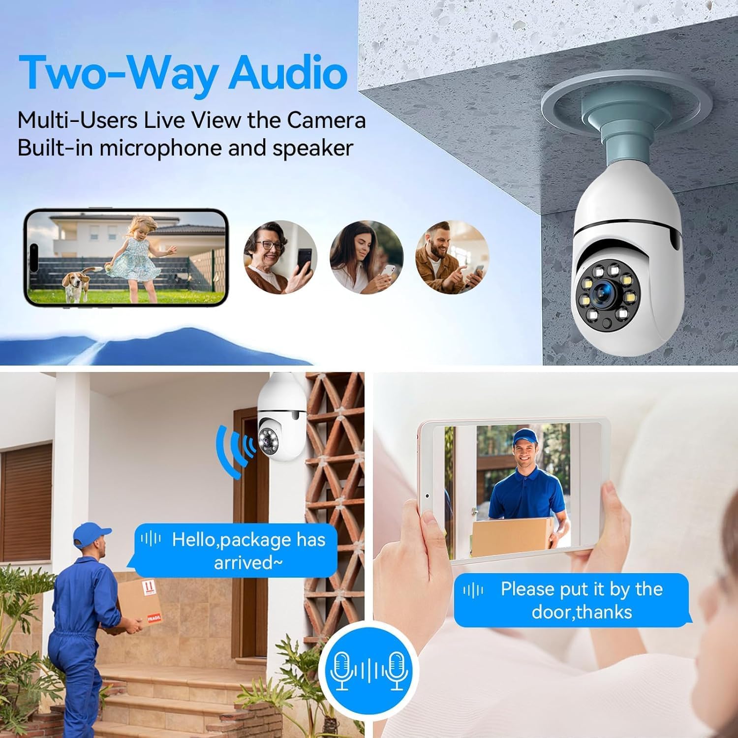 Eyetech 4Mp WiFi Bulb CCTV Camera for Home Security | 360° Rotation | Color Night Vision | Motion Detection Two-Way Audio | Wireless Light Bulb Camera with Mobile App V380 Pro (Heavy Light Camera) - Image 4