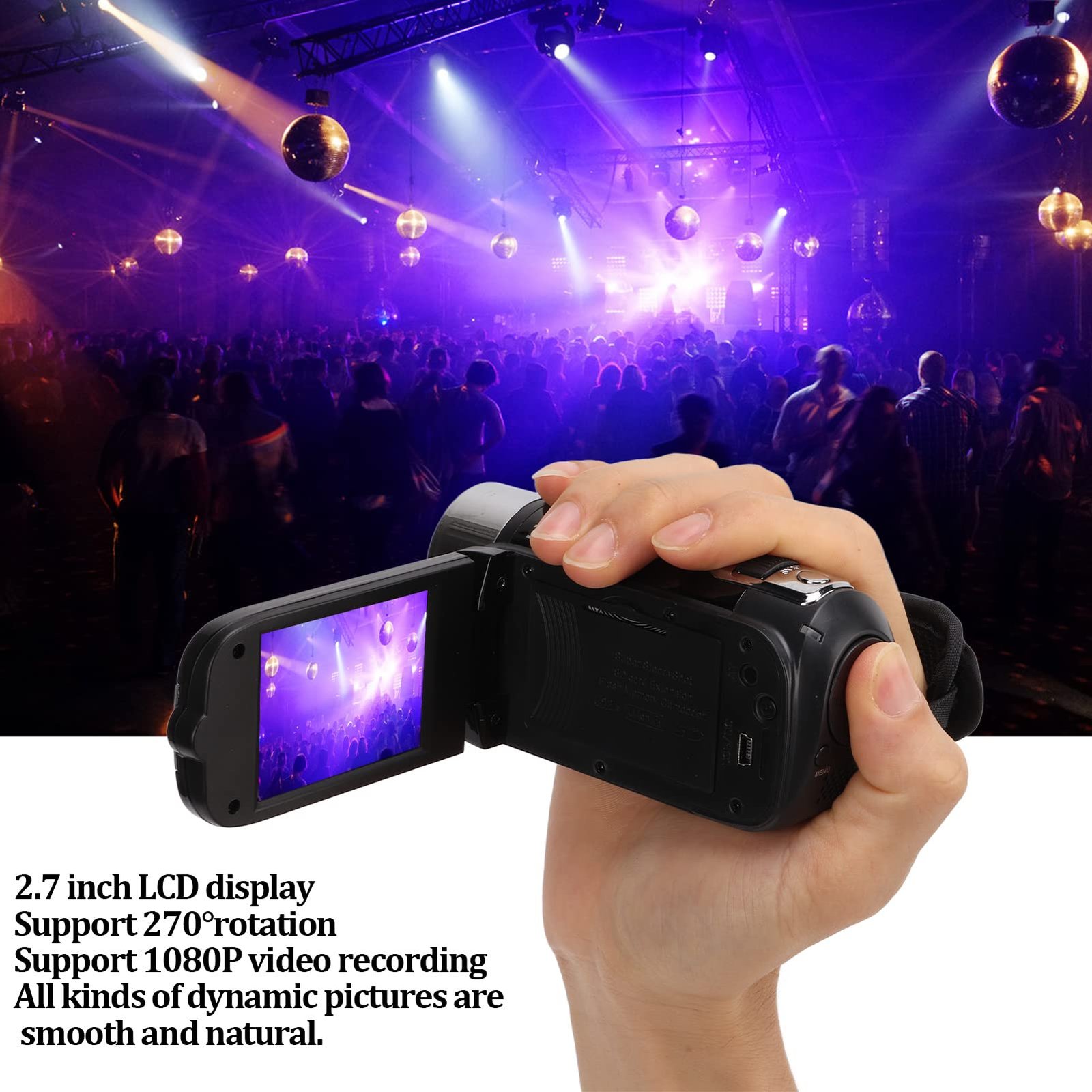Video Camera Camcorder, 270° Rotatable LCD Screen 16X Zoom, 4K 1080P HD Recording, USB Interface, for Vlogging and YouTube Videos (Black) - Image 9
