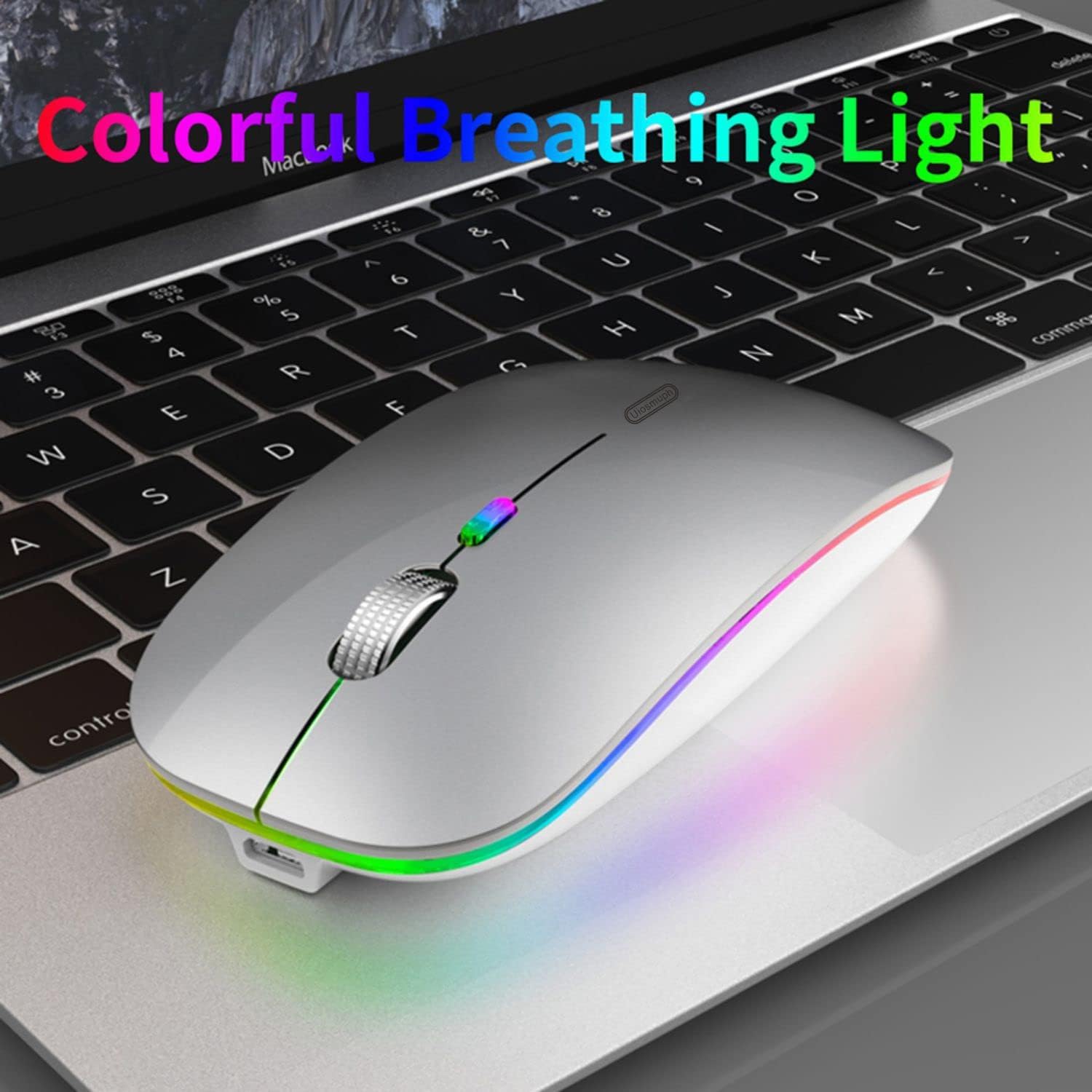 Slim Wireless Mouse with Rechargeable Battery | Dual Mode BT + 2.4GHz Mouse | Silent Click | 800/1200/1600 DPI Adjustable | Multicolor LED | Lightweight Ergonomic Mouse for Laptop & PC - Image 9