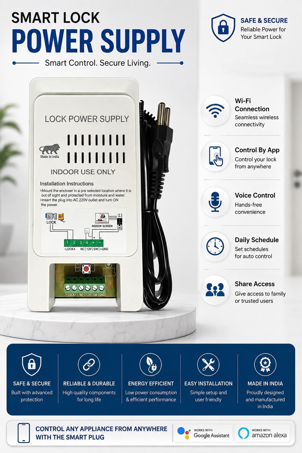 Digital Secure System WiFi Smart Door Lock Controller Power Supply with 2 Remotes (Compatible with Alexa & Google & iOS) - Image 2