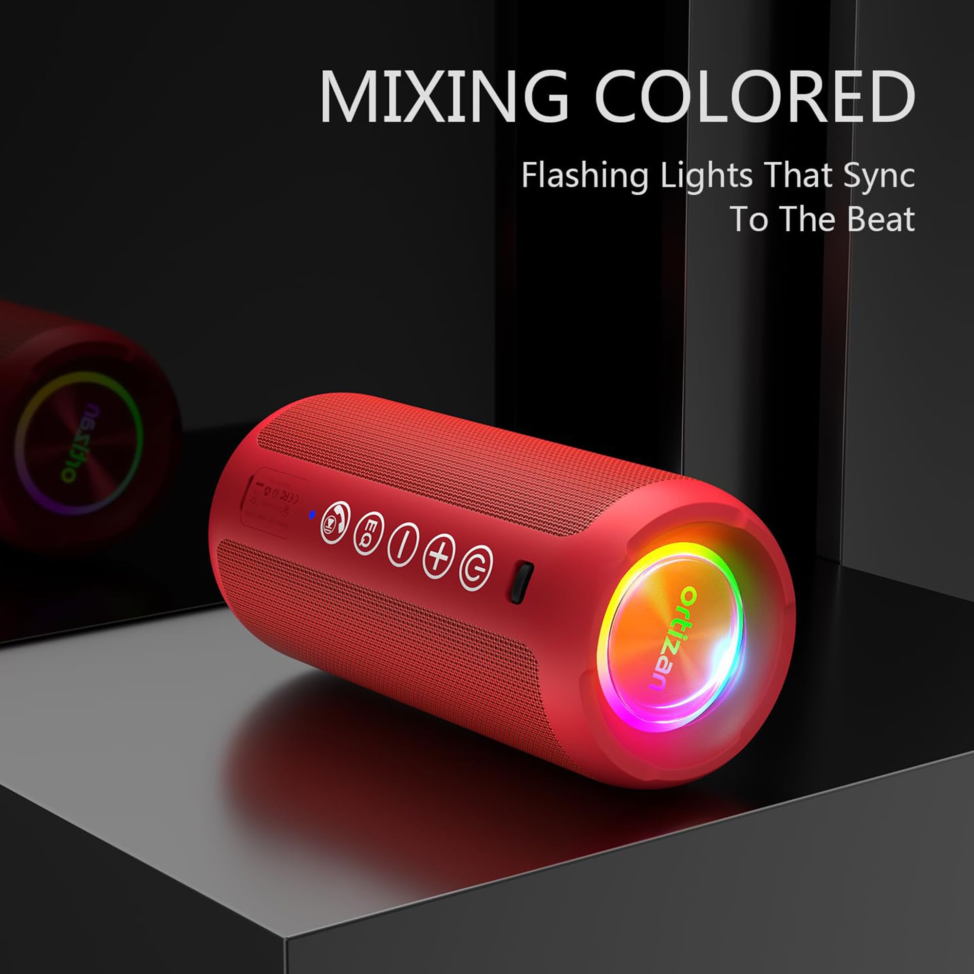 Portable Bluetooth Speaker: IPX7 Waterproof, 24W Loud Sound, Deep Bass, Bluetooth 5.3, LED Lights, Wireless Stereo Pairing, 30H Playtime, for Home/Outdoor/Party/Beach, Birthday Gift (Red) - Image 5
