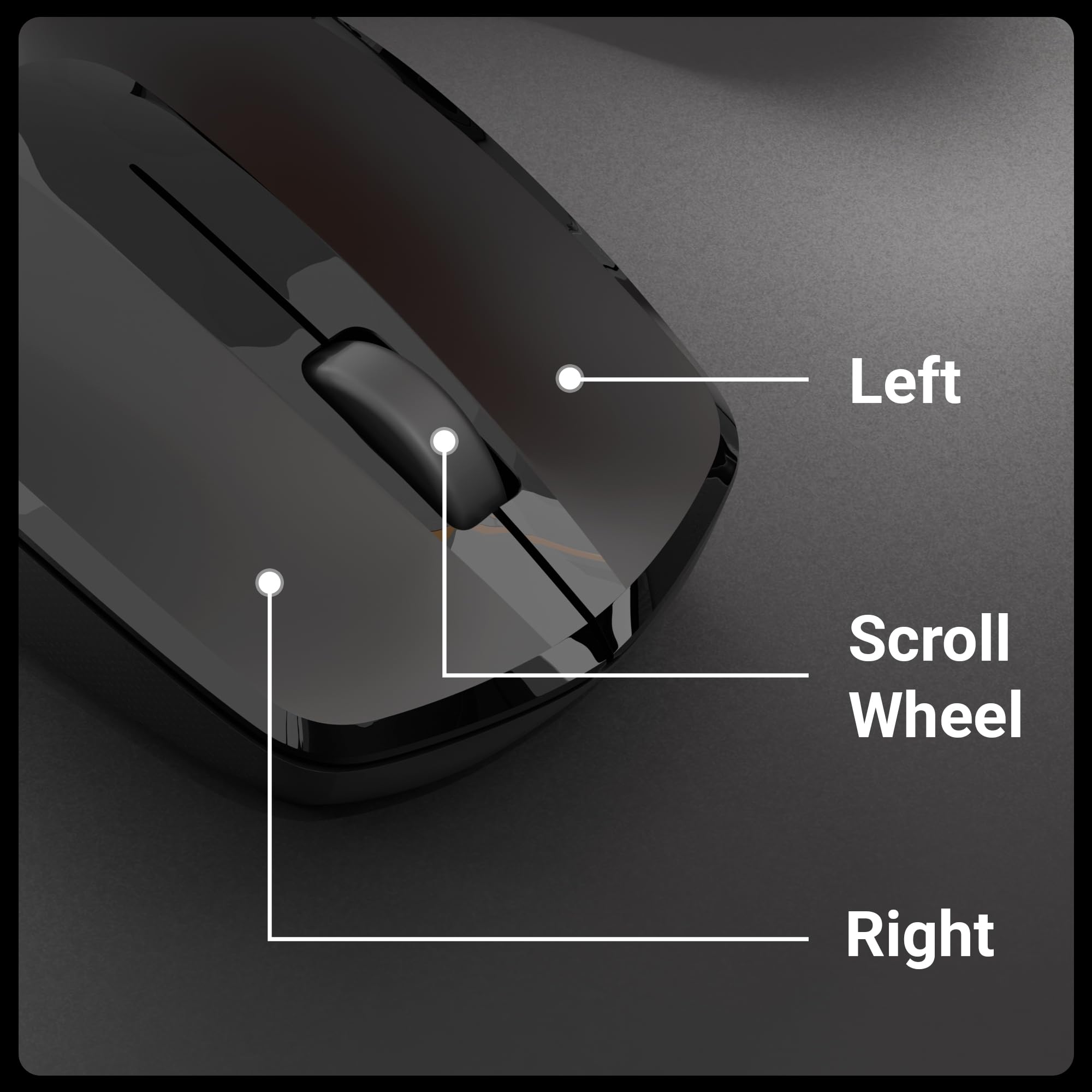 Wireless Mouse, 2.4GHz, 3200 DPI, 3 Buttons, Comfortable & Ergonomic, USB Nano Receiver, Power-Saving Mode, Works on Most Surfaces, for Mac | Laptop | Computer (Freego, Black) - Image 4