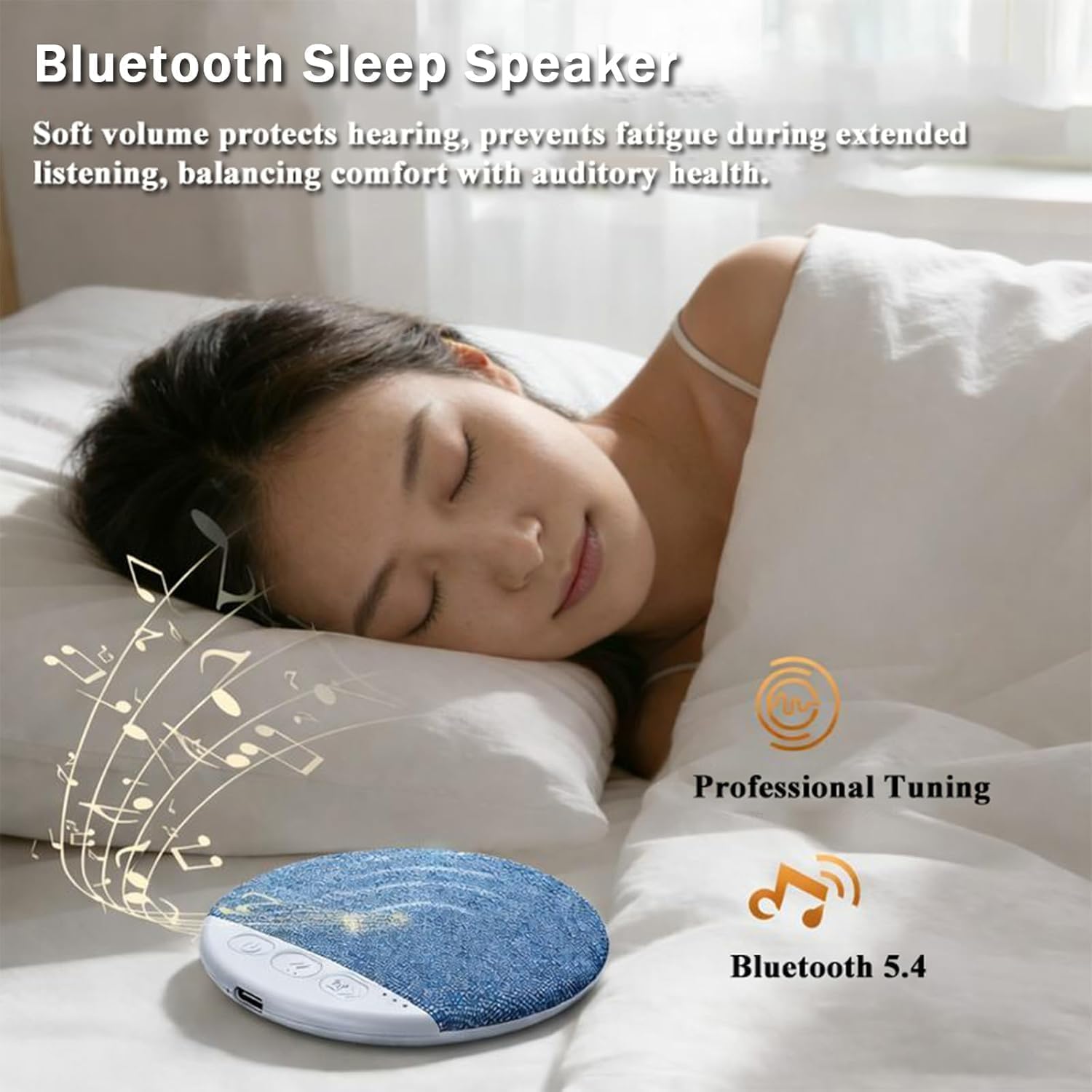 Pillow Speaker for Sleeping, Ultra-Thin Bluetooth Sleep Speaker Under Pillow for Side Sleepers, 7-Day Battery Life, Private Bedtime Audio with Auto-Off Timer, Blue - Image 3