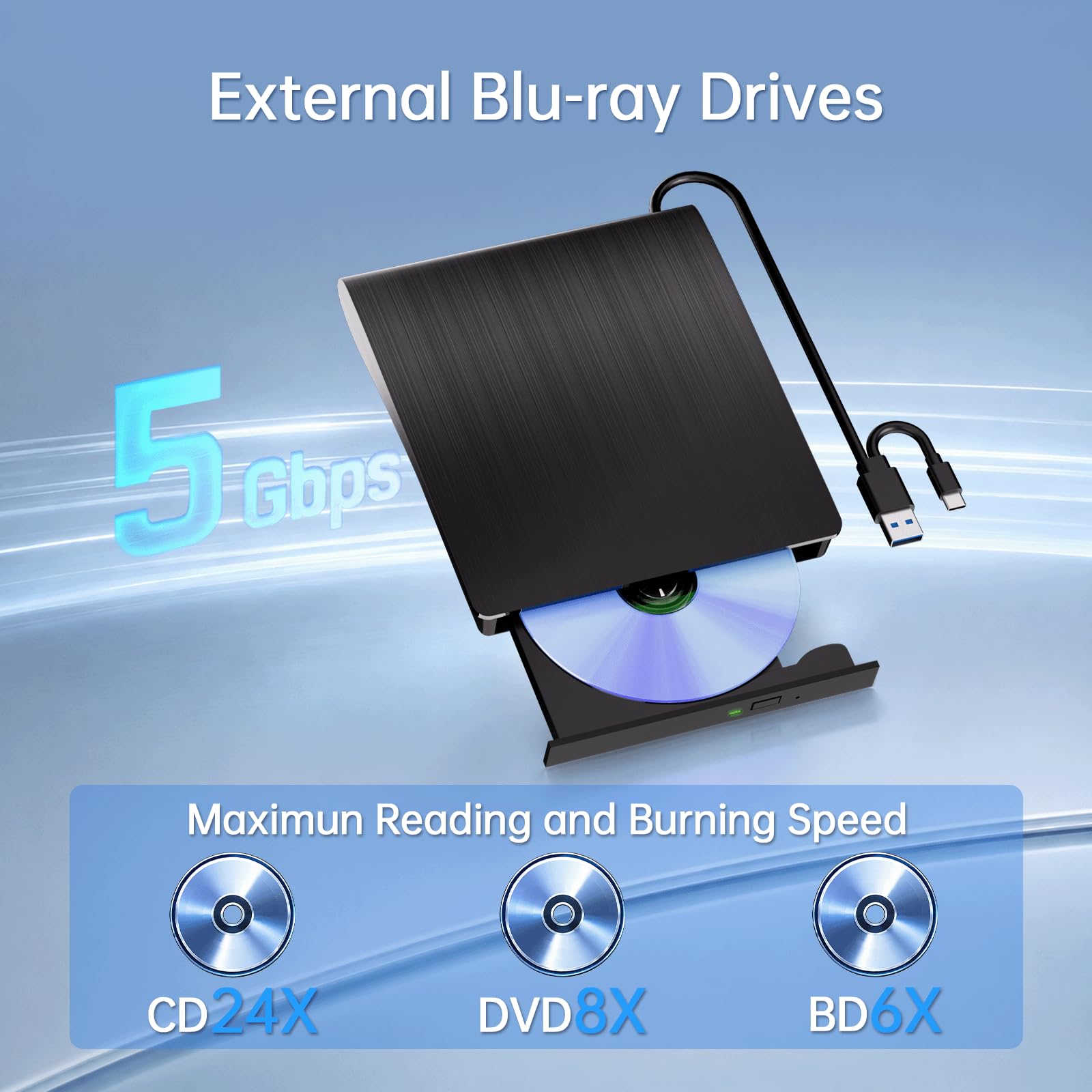 External Blu Ray Drive Support Read/Burn, 3D Blu Ray Burner for PC - Image 3