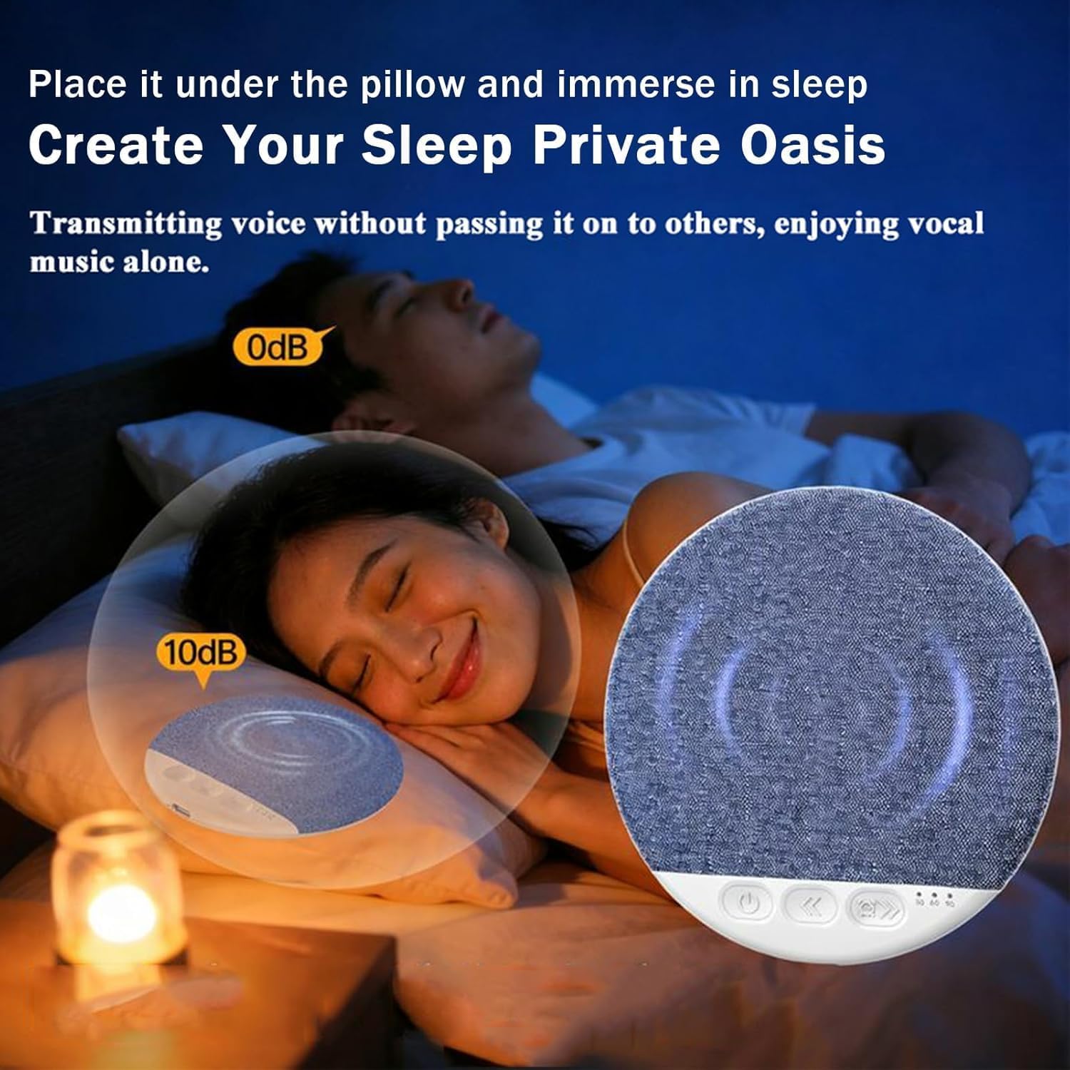 Pillow Speaker for Sleeping, Ultra-Thin Bluetooth Sleep Speaker Under Pillow for Side Sleepers, 7-Day Battery Life, Private Bedtime Audio with Auto-Off Timer, Blue - Image 2