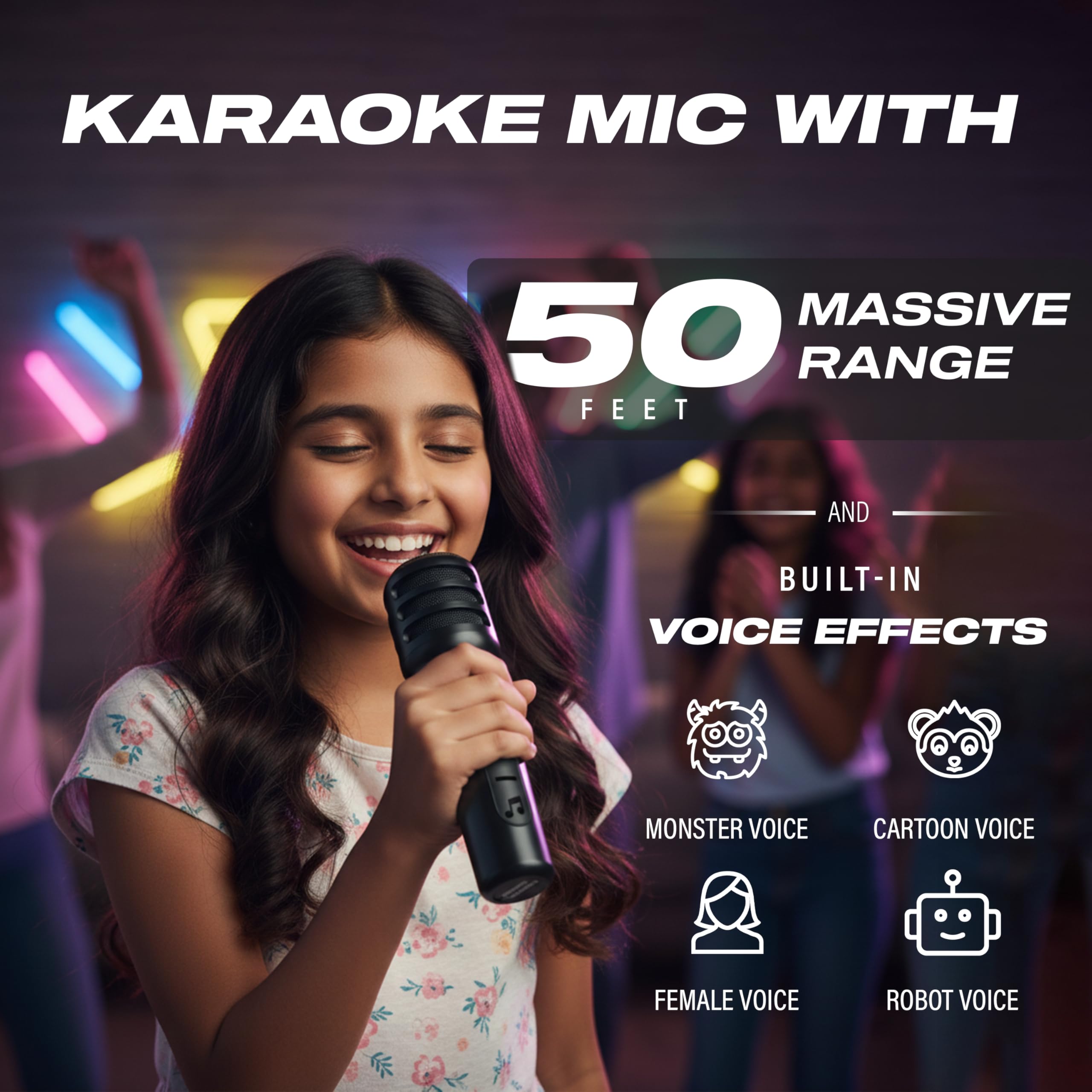 80W PartyBox Speaker with Wireless Mic | Dual 4" Deep Bass Drivers, AI Sound Boost, RGB Party Lights, BT 5.3, Water-Resistant, 10H Battery | Ideal for Parties, Karaoke & Gatherings (D-1342) - Image 3