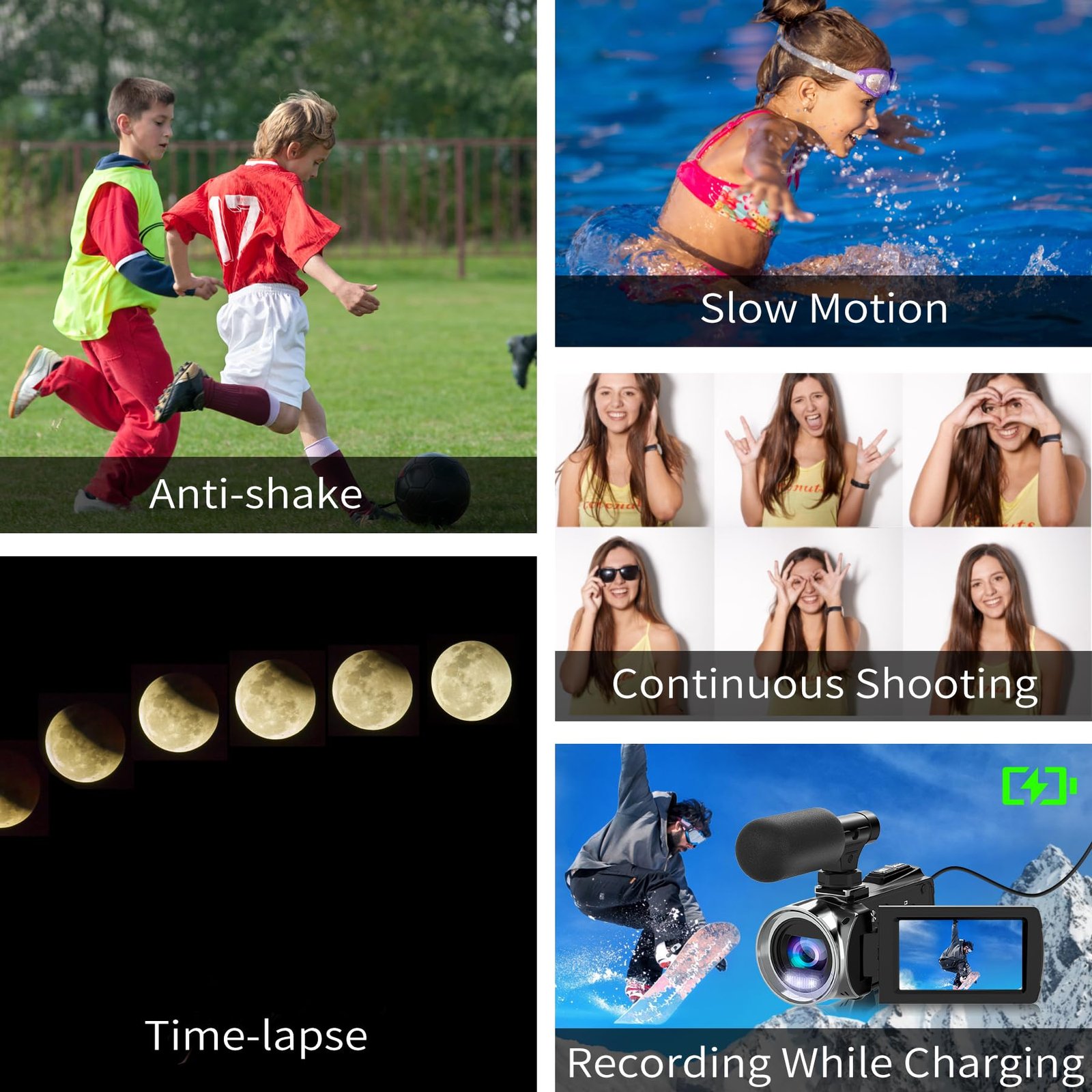 4K/2.7K Camcorder Video Camera Recorder with 18x Digital Zoom, 3.0 Inch Flip Screen, Anti-Shake, Face Detect, YouTube Vlogging Camera - Image 2