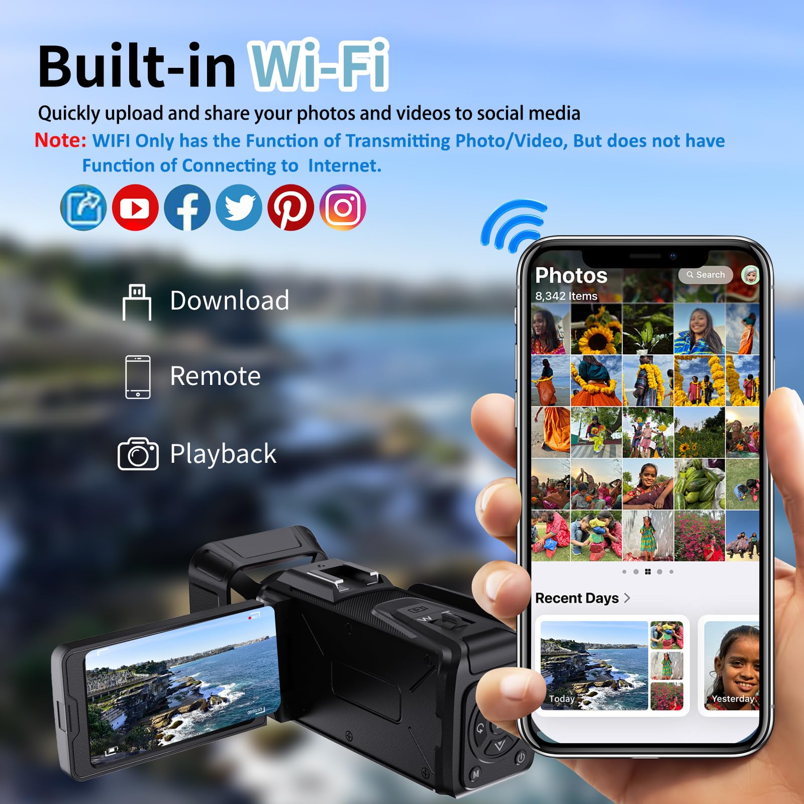 4k Camcorder Video Camera,UHD 64MP Vlogging Camera for YouTube with 3" 270° Flip Screen, 18X Zoom/WiFi/Webcam/32GB Card/Built-in 2500mAh Battery/Microphone(Black) - Image 3