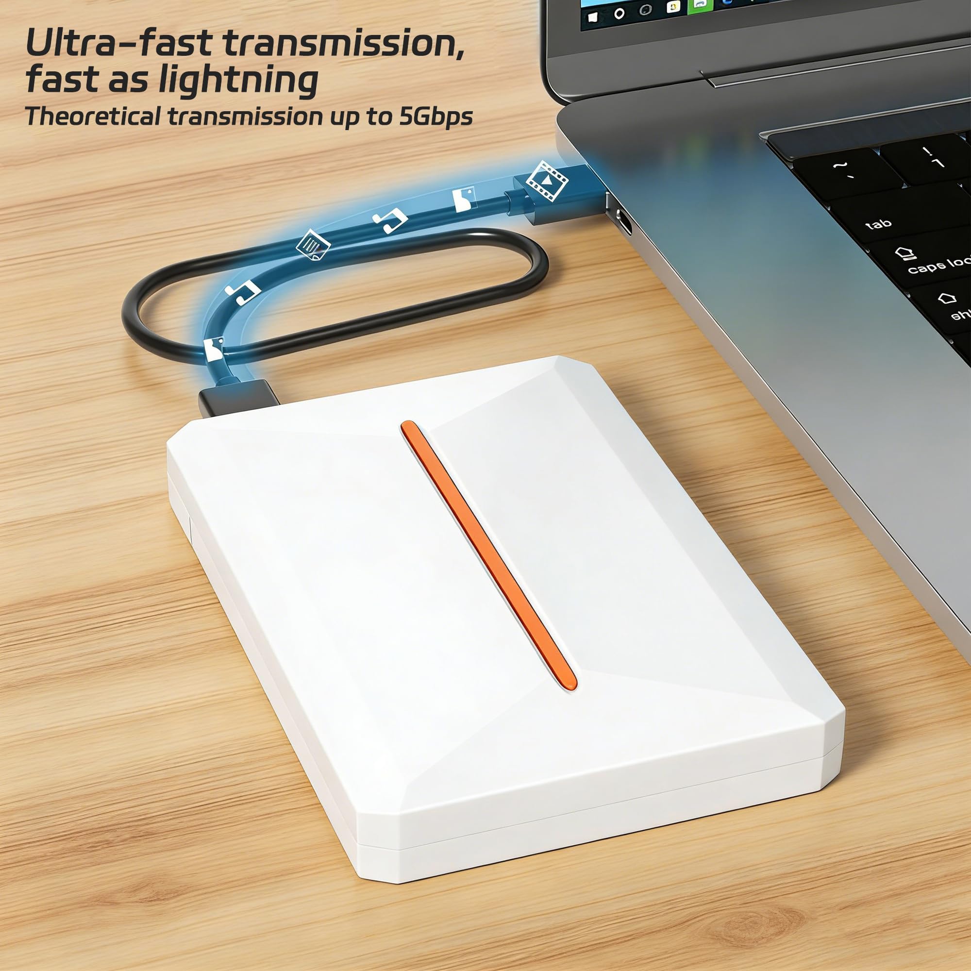 2TB External Solid State Drive High-Speed Slim Portable External Hard Drive Up to 5Gbps USB 3.0 Plug-and-Play Compatible with 2.5-inch SATA HDDs/SSDs - Image 3