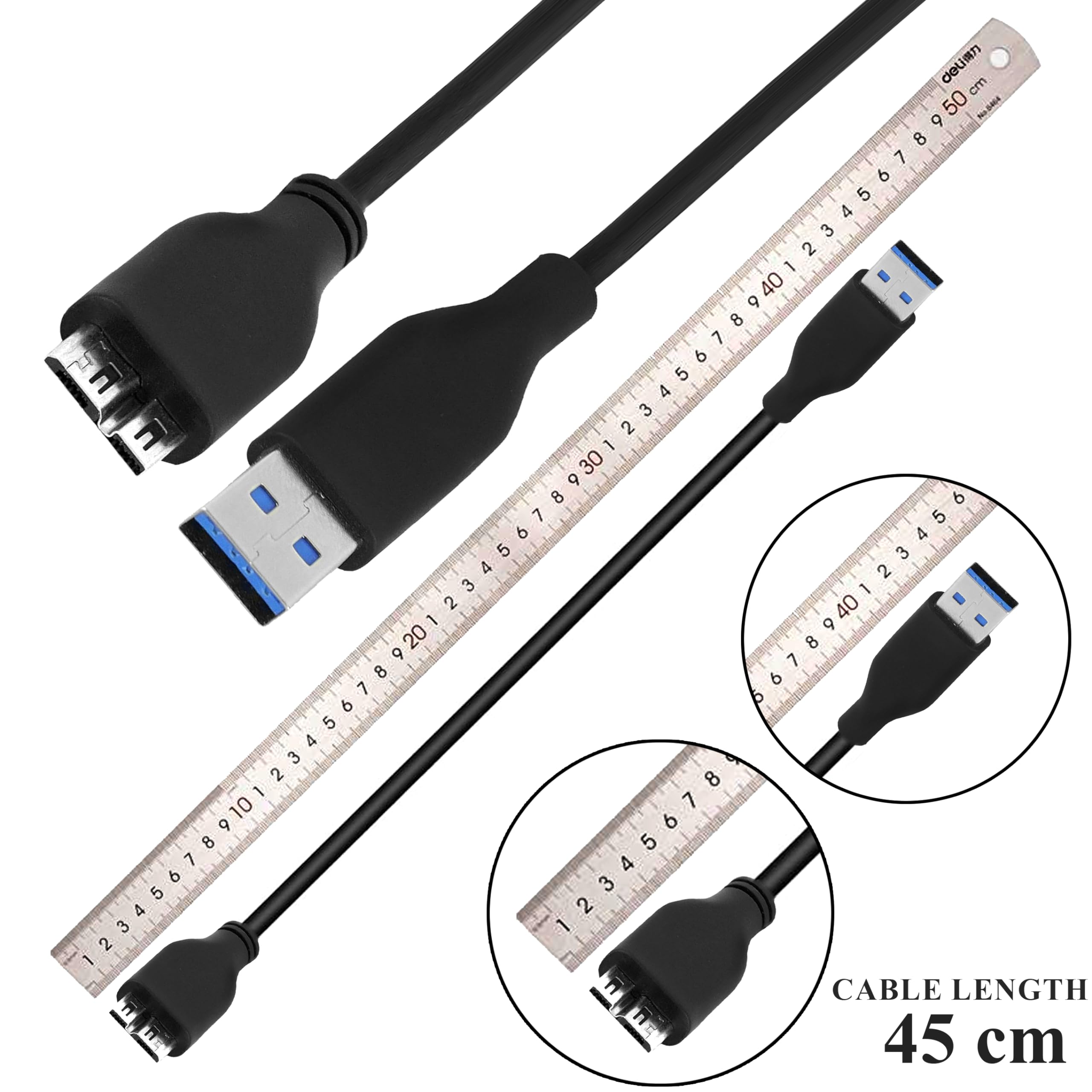Micro USB 3.0 Cable A to Micro B for External Hard Drives - Image 2