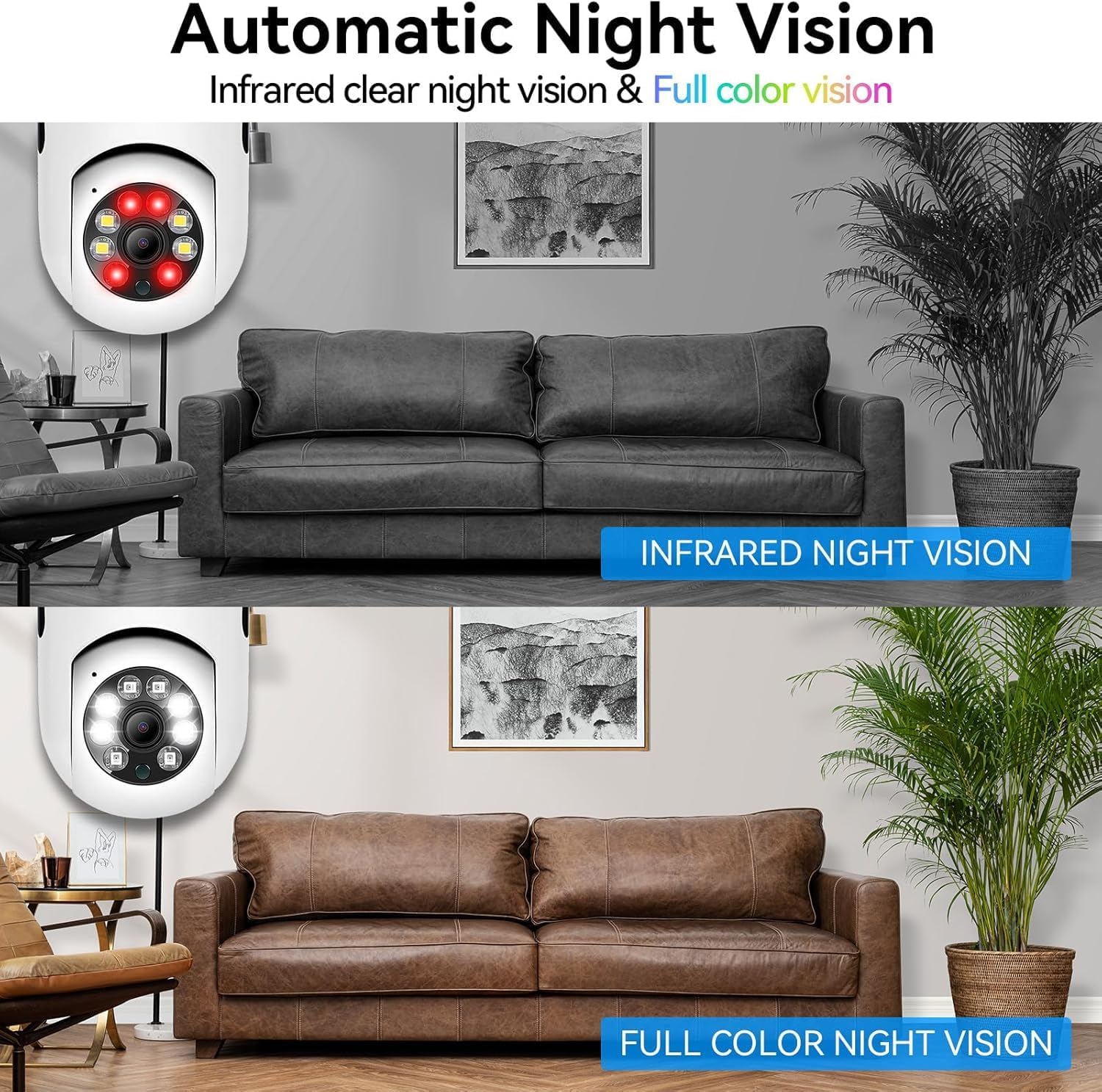 Eyetech 4Mp WiFi Bulb CCTV Camera for Home Security | 360° Rotation | Color Night Vision | Motion Detection Two-Way Audio | Wireless Light Bulb Camera with Mobile App V380 Pro (Heavy Light Camera) - Image 6