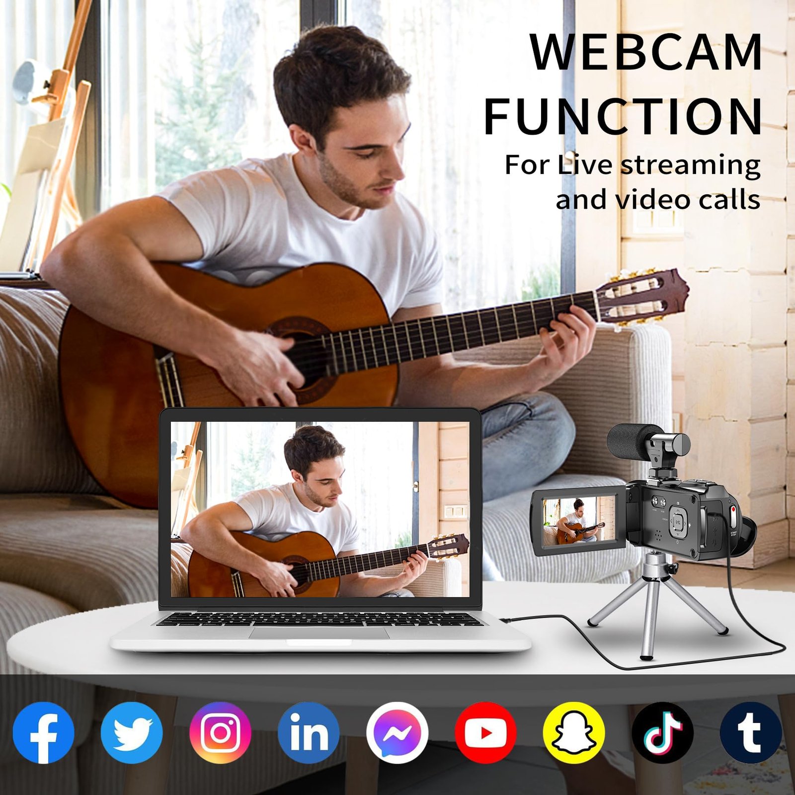 4K/2.7K Camcorder Video Camera Recorder with 18x Digital Zoom, 3.0 Inch Flip Screen, Anti-Shake, Face Detect, YouTube Vlogging Camera - Image 4