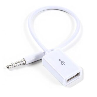 AUX to USB Adapter 3.5mm Male Audio Jack to USB 2.0 Female Converter Cable Only Work for Car AUX-in with MP3 Decoder Not for Headset Speakers Phone Computers Camera Microphone Monitor(White)