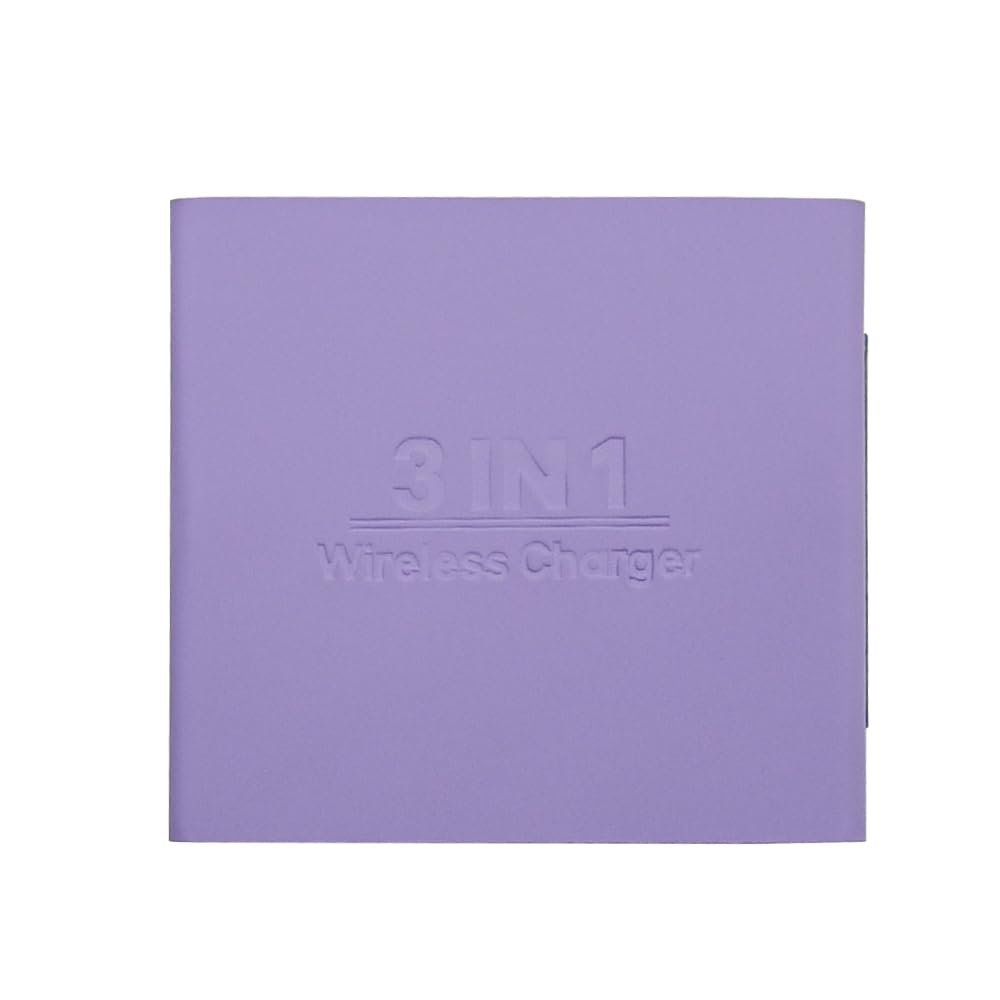 ELYGEN NEW 3 in 1 Foldable Wireless Fast Charger|23W Mag-Safe Compatible|Premium PU Material | Full Transparent Copper Conductor|For iPhone 12-15|Compatible with Airpods+AppleWatch | (PW-1200Q-PURPLE) - Image 2