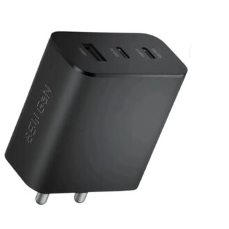 65W GaN Fast Charger, 3-Port USB C Charger with Dual USB-C & USB-A, PD/PPS Quick Charging Adapter