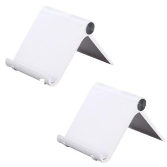 Tablet Stand, Smartphone Stand, ABS Material, Lightweight, Foldable, Adjustable Angle, Anti-Slip, Suitable for Smartphones and Tablets (White - Set of 2)