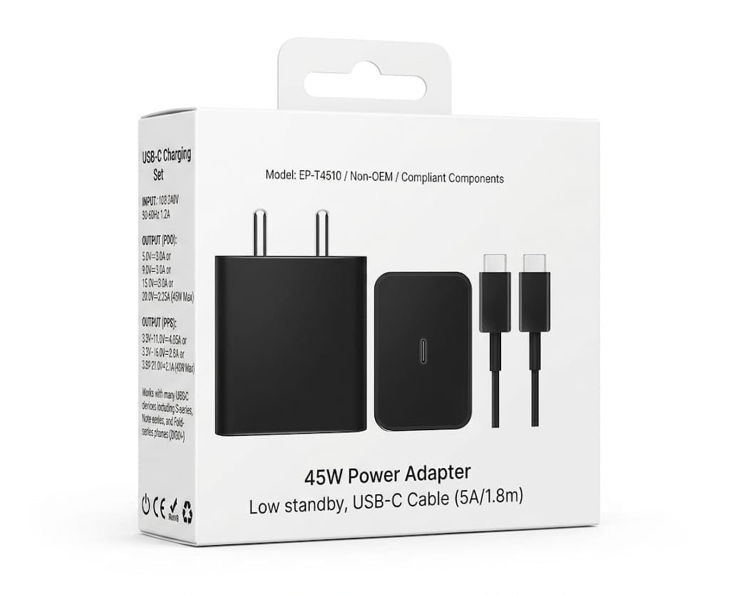 45W PD Super Fast Charger with 5A USB Type-C Cable | Fast Charging Adapter | 1.8M USB-C Cable for Samsung Galaxy S25/S24/S23/S22 Ultra, Note Series & Tab S9 - Image 6