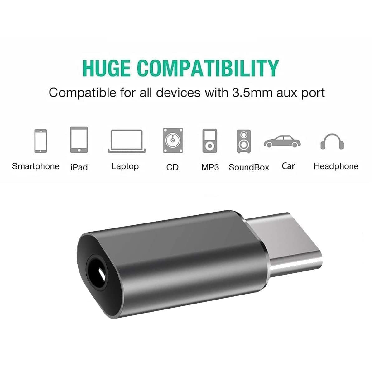 One Plus USB-C to 3.5mm Headphone Jack Adapter | Type-C to AUX Audio Converter for OnePlus, Xiaomi, Realme, Vivo (NOT for Samsung/iPad/Pixel) - Black - Image 3
