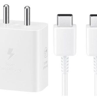 25W Super Fast USB-C PD Charger Compatible with Samsung Galaxy A57 5G, A36 5G, M36 5G, Z Fold 7 – Travel Wall Adapter with USB-C Cable (New Model) (White)