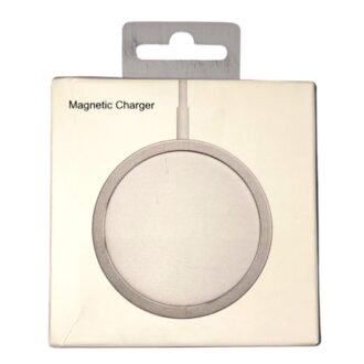 Magnetic Wireless Charger, Round Design, White and Silver