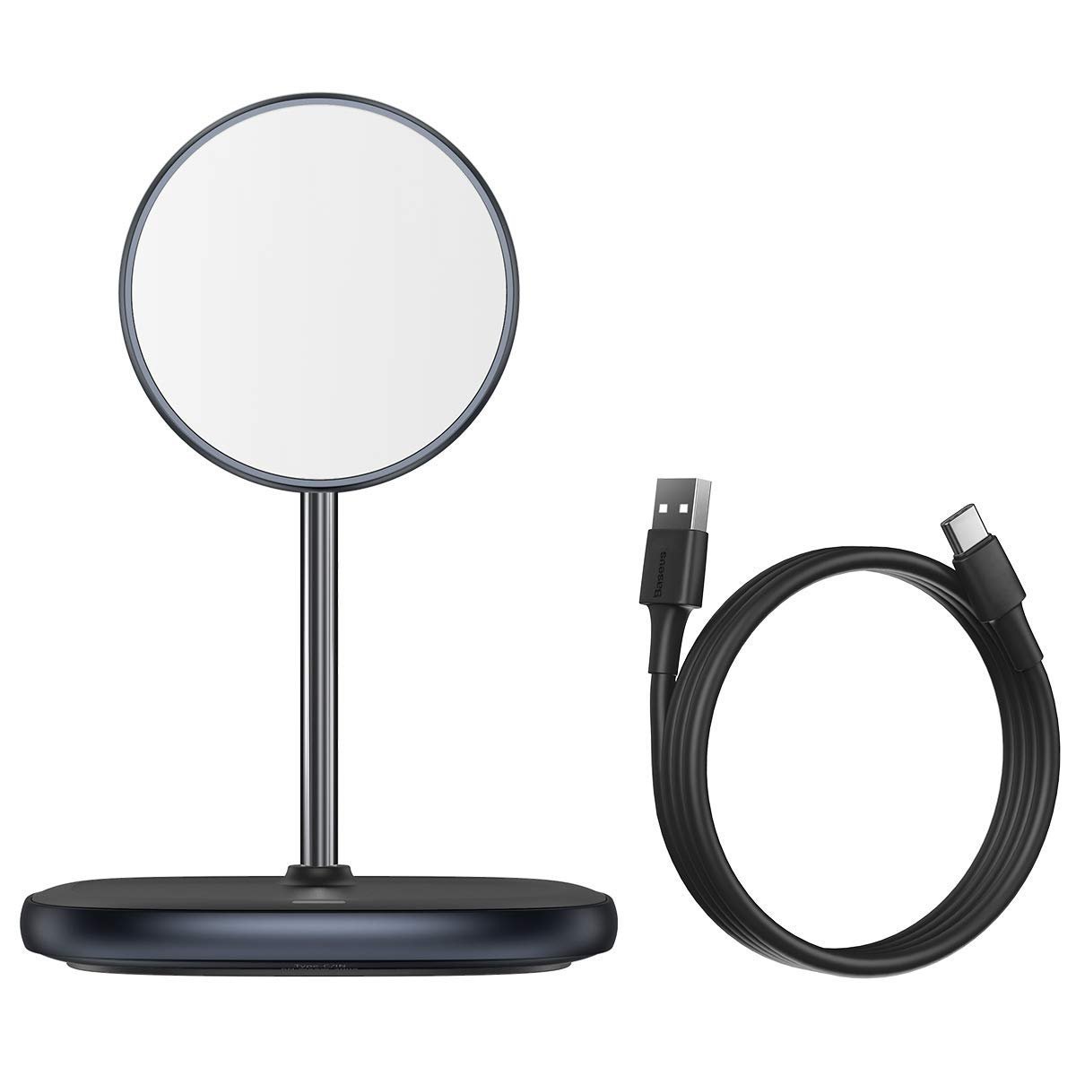 Desktop Wireless Charger Holder/Stand for Smartphone/Tablet (Holder + Wireless (Mag-Safe for iPhone 12), Black) - Image 8