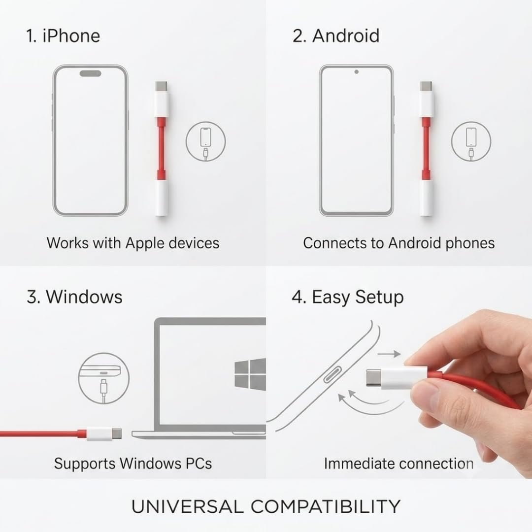 Type C to 3.5mm Audio Jack Adapter, USB C to AUX Headphone Converter, Type C Male to 3.5mm Female Audio Connector for Compatible Smartphones, Tablets & Laptops - Image 4
