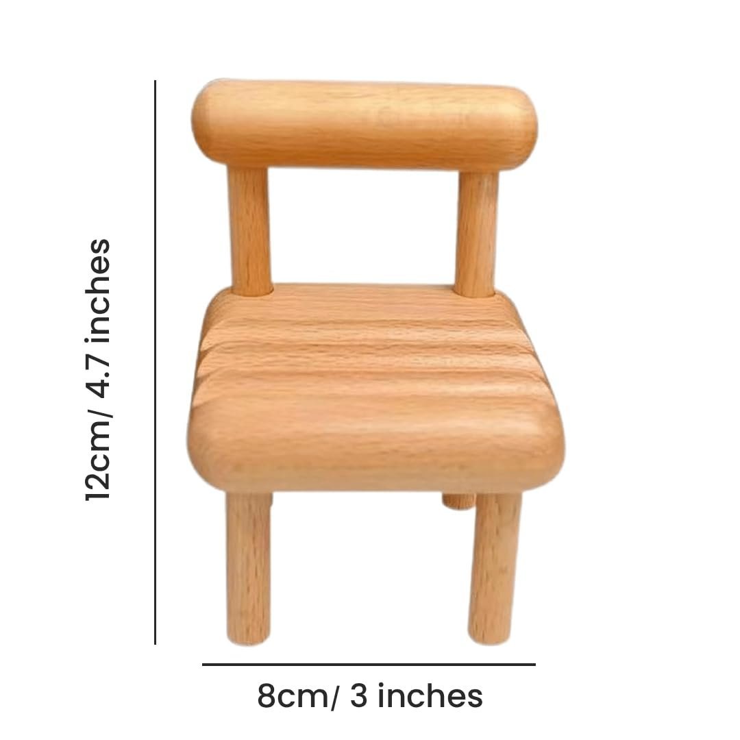 Wooden Mobile Stand | Mini Chair Shaped Phone Holder | Universal Smartphone Stand (Natural Wood Finish) - Image 4